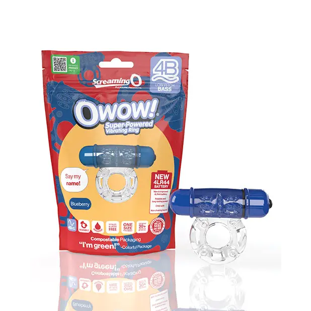 Screaming O 4B OWow Vibrating Cockring - Blue - Cock Ring