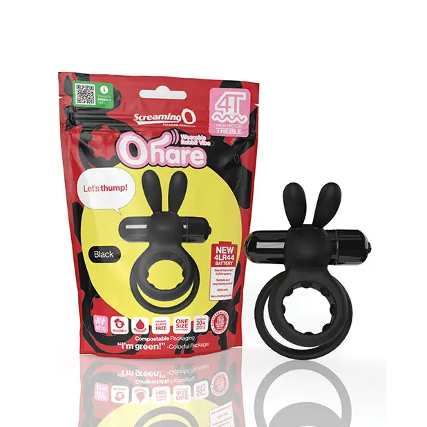 Screaming O 4T Ohare Vibrating Rabbit Double Cockring - Black - Cock Ring