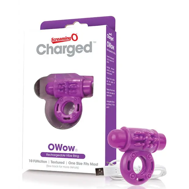 Screaming O Charged OWow Vooom Vibrating Cock Ring - Purple - Cock Ring