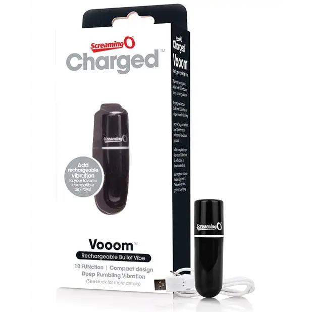 Screaming O Charged Vooom Rechargeable Bullet Vibe - Black - Bullet Vibrator