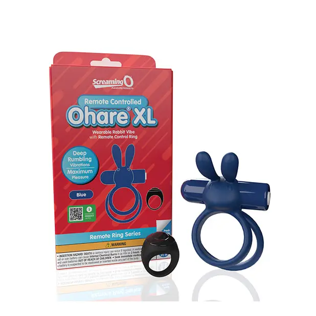 Screaming O Ohare Remote Controlled Vibrating Ring - XL - Blue - Stimulators