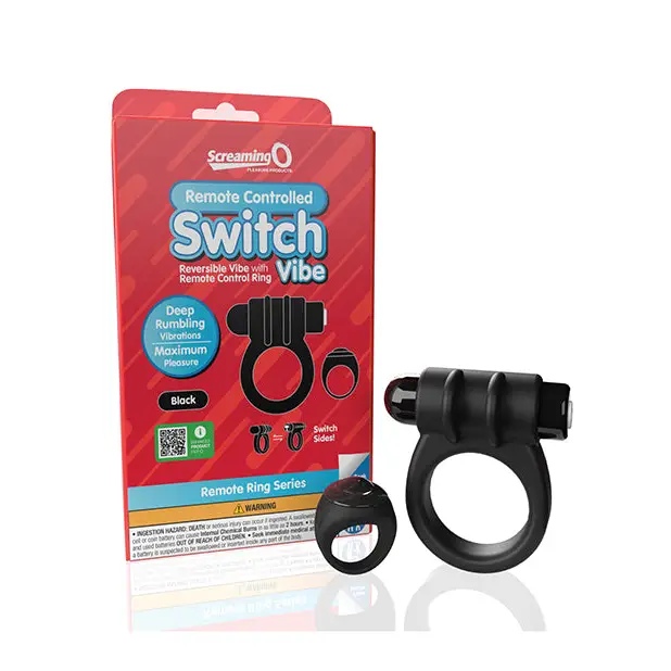 Screaming O Switch Remote Controlled Vibrating Ring - Black - Stimulators