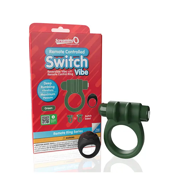 Screaming O Switch Remote Controlled Vibrating Ring - Green - Stimulators