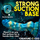 Poster of a man holding the Sea Stallion dildo with suction cup base and battery-operated remote