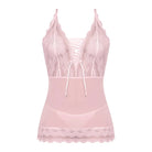 Pink lace-trimmed lingerie camisole with corset-style front lacing from Seabreeze Lace Up set