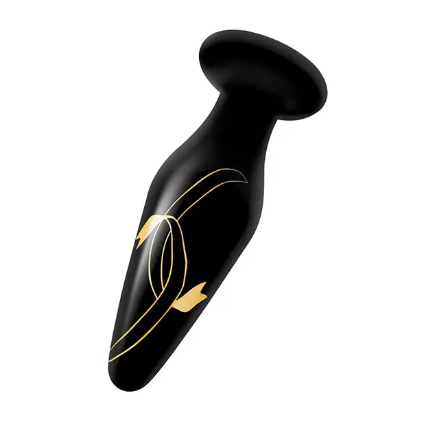 Secret Kisses Glass Plug Black & Gold - Butt Plug