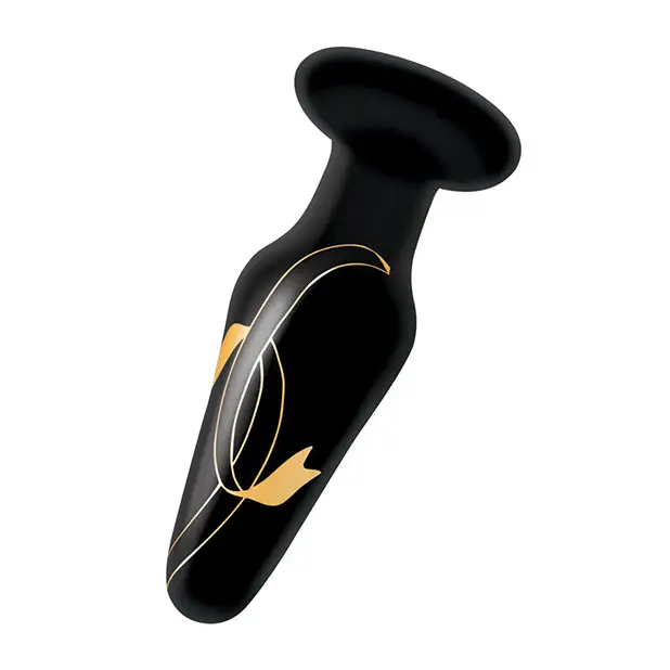 Secret Kisses Glass Plug Black & Gold - Butt Plug