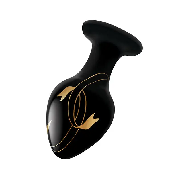 Secret Kisses Glass Plug Black & Gold - Butt Plug