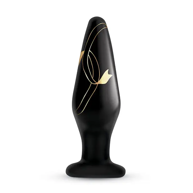 Secret Kisses Glass Plug Black & Gold - Butt Plug