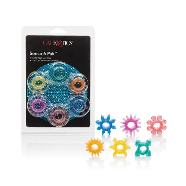 CalExotics Penis Enhancement Senso 6 Pack Rings - Assorted Colors at the Haus of Shag