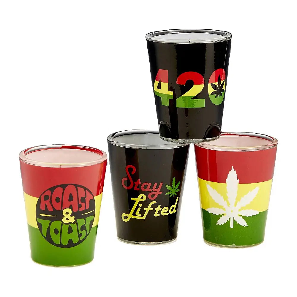 Set Of 4 Roast & Toast Shot Glasses - Drinkware