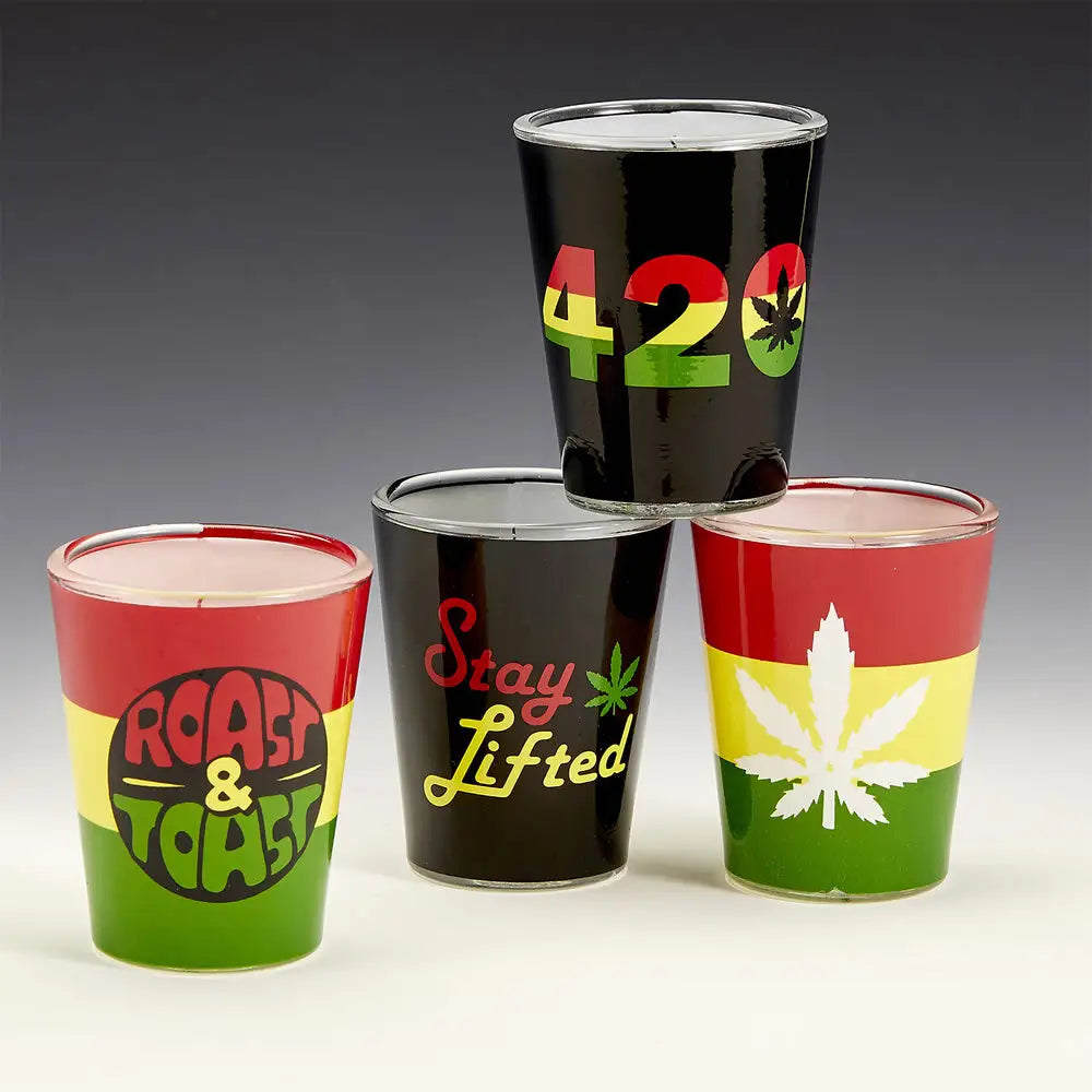 Set Of 4 Roast & Toast Shot Glasses - Drinkware