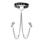 Sex & Mischief Amor Adjustable Collar with attached nipple clamps and heart-shaped ring