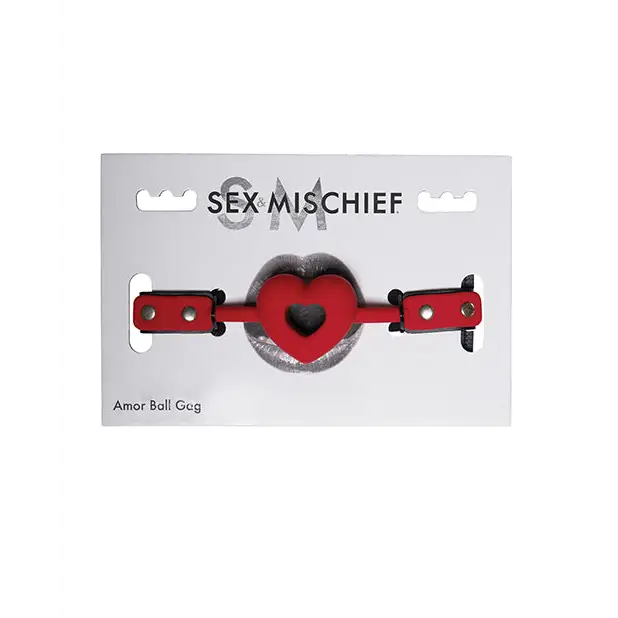 Sex & Mischief Amor Breathable Heart-Shaped Silicone Ball Gag - Red - Ball Gag