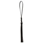 Black leather cruelty free beaded flogger with looped handle from Sex & Mischief