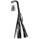 Sex & Mischief Crystal Whip: Black leather flogger with multiple tails and looped handle