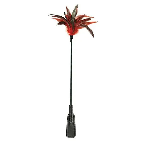 Sex & Mischief Feather Slapper with black handle and red plumes for playful mischief