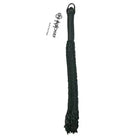 Sex & Mischief Shadow Rope Flogger: Black leather flogger with braided handle & multiple tails