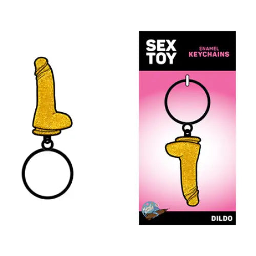 Sex Toy Keychain Gold Glitter Dildo - Keychains