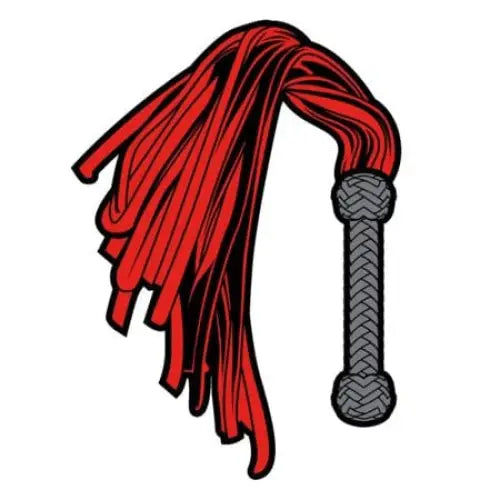 Sex Toy Pin Flogger: Red flogger with a braided gray handle for an exciting experience