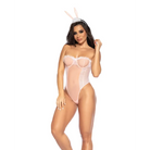 Sexy Bunny Underwire Bodysuit W/lace Up Back & Head Piece Pink - Costumes