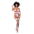 Sexy Nurse Bodysuit & Head Piece White/red - Large/Extra Large - Costumes