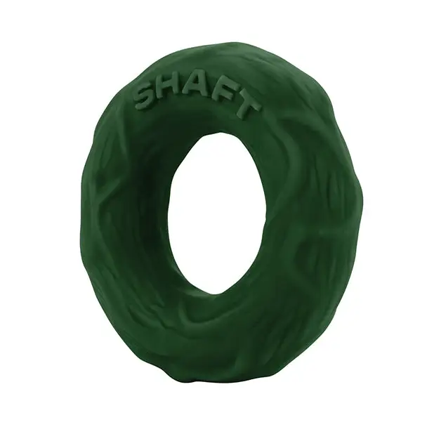 A green silicon Shaft C-Ring Medium Green with text displayed on it