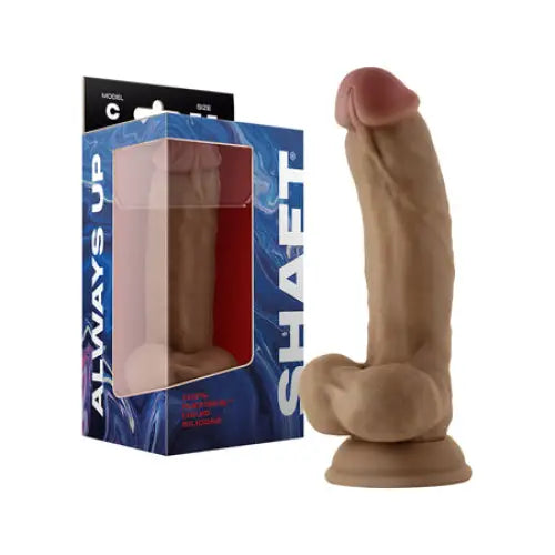 Shaft Model C 7.5 in. Dual Density Silicone Dildo with Balls & Suction Cup Oak - Realistic Dildo