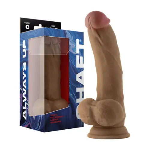 Shaft Model C 8.5 in. Dual Density Silicone Dildo with Balls & Suction Cup Oak - Realistic Dildo