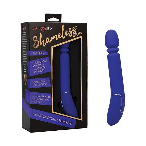 Shameless Slim Thumper: Blue Silicone Vibrating Device by CalExotics - Rechargeable Thruster