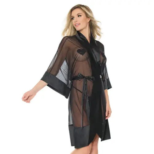 Sheer Robe Black OS Hanging - Robe