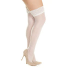 Coquette Thigh-High Stockings Sheer Thigh High Stockings with Wide Floral Elastic Top at the Haus of Shag