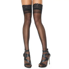 Sheer Thigh High with Silicone Grip Lace Top and strappy high-heeled sandals