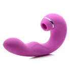 Pink curved silicone sex toy with star 10x tapping for G-spot pleasure and silver accent ring