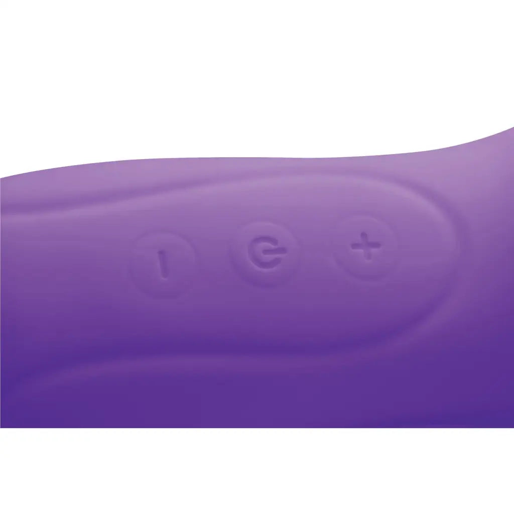 Shegasm Petite Silicone Focused Clitoral Stimulator with Purple Embossed Symbols on Surface