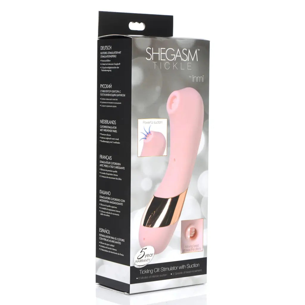 Shegasm Vibrator Pink Shegasm Tickle Tickling Stimulator With Suction at the Haus of Shag