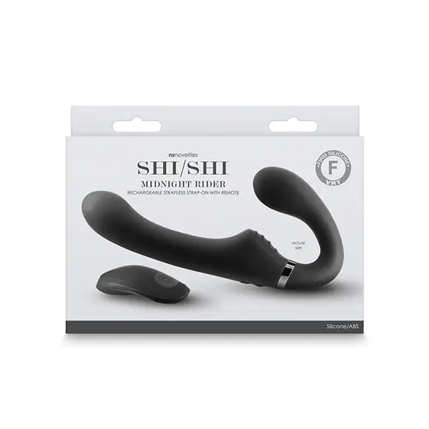 ShiShi Midnight Rider Vibrating Strapless Strap-On Black - Strapless Strap