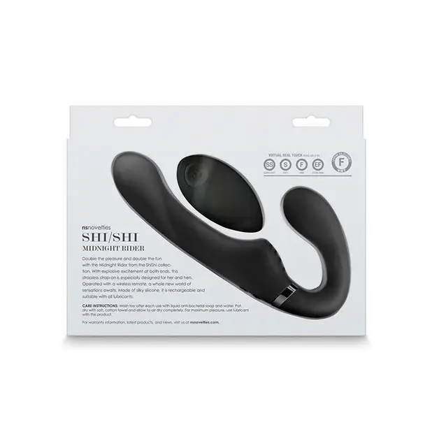 ShiShi Midnight Rider Vibrating Strapless Strap-On Black - Strapless Strap