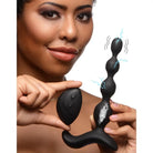 Shock Beads 80x vibrating silicone anal beads with remote control, curved & bulbous design