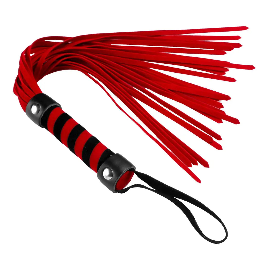 Frisky Impact Black/Red Short Suede Flogger at the Haus of Shag