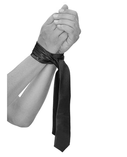 Shots America Bondage Blindfolds & Restraints Shots Ouch Black & White Satin Bondage Tie - Black at the Haus of Shag