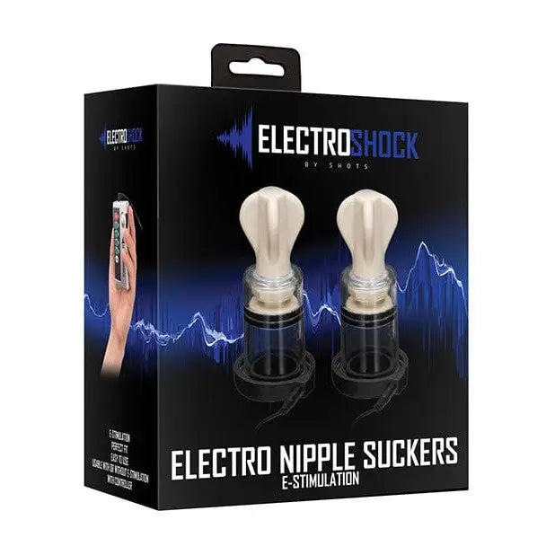 Shots Electroshock Nipple Suckers Clear for e-stimulation in product packaging