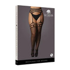 Shots Le Desir Garter Belt Stockings With Open Design Black Queen Size - Stockings With Garter