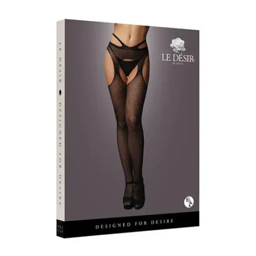 Shots Le Desir Suspender Pantyhose With Strappy Waist Black O/S - Pantyhose