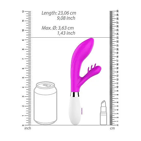 Shots Luminous Agave Silicone 10 Speed Rabbit - Turquoise with clitoral stimulator attachment