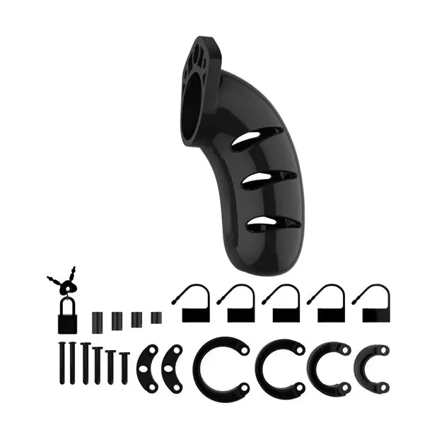 Shots ManCage Model 03 Adjustable 4.5 in. Chastity Cock Cage Black - Cock Cage