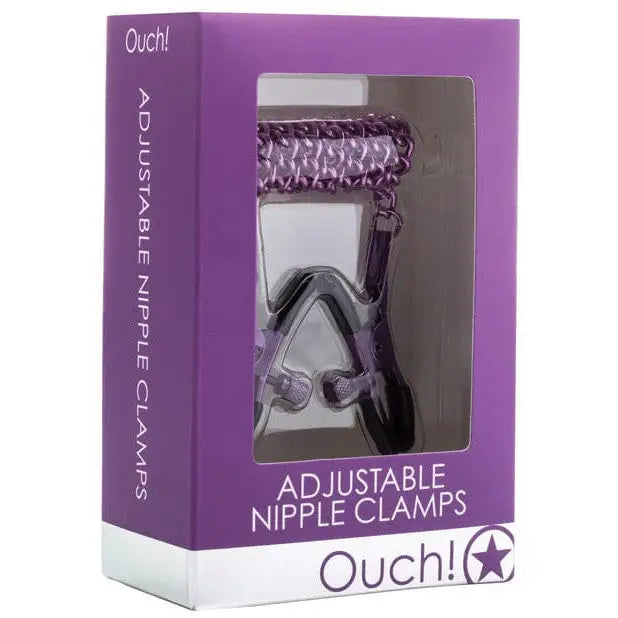 Shots America Bondage Blindfolds & Restraints Purple Shots Ouch Adjustable Nipple Clamps W/chain at the Haus of Shag