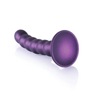 Shots Ouch! Beaded Silicone 5 in. G-Spot Dildo Metallic Purple - Realistic Dildo