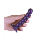 Shots Ouch! Beaded Silicone 5 in. G-Spot Dildo Metallic Purple - Realistic Dildo