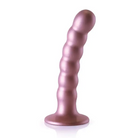 Shots Ouch! Beaded Silicone 5 in. G-Spot Dildo Metallic Purple - Realistic Dildo